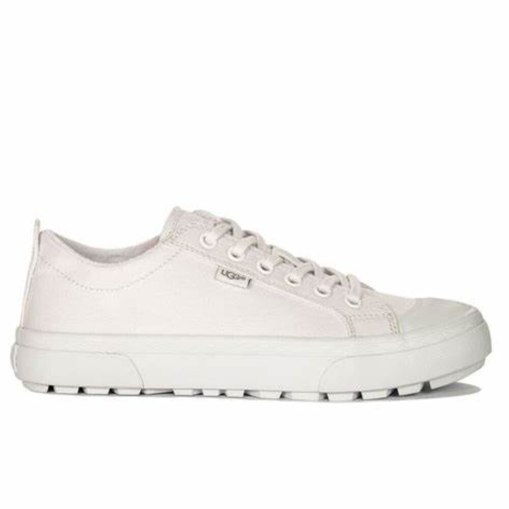 NEW UGG Women Aries White Canvas Lace Up Classic Low Profile Platform Sneakers - Picture 3 of 6
